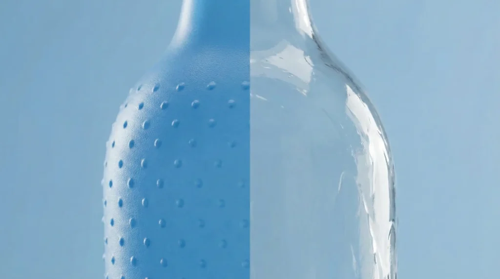 Macro close-up shot of dotted condom texture with internal delay lubricant.